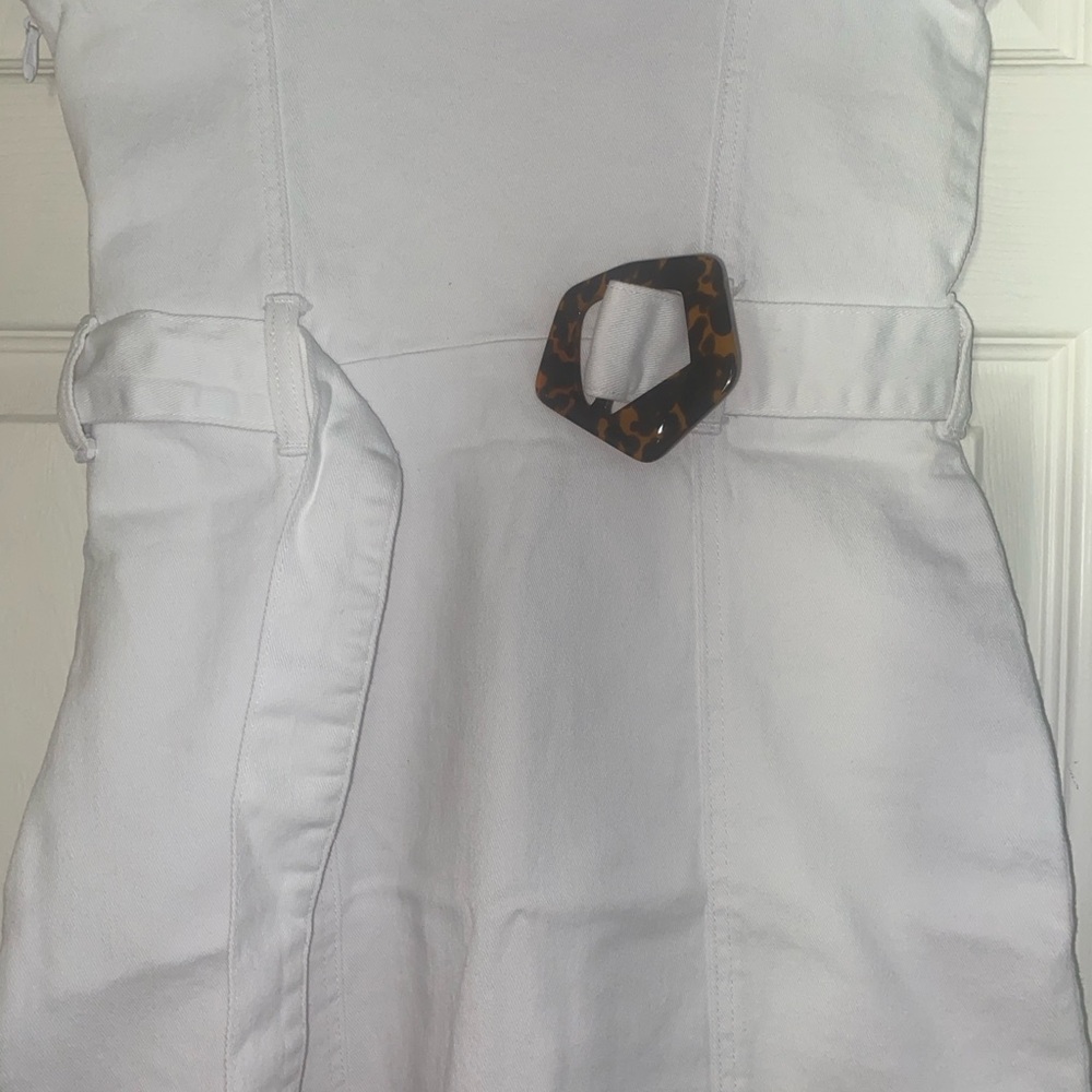 White Midi Denim Dress with Tortoise Accent by Shoe Dazzle EUC - Picture 2 of 12
